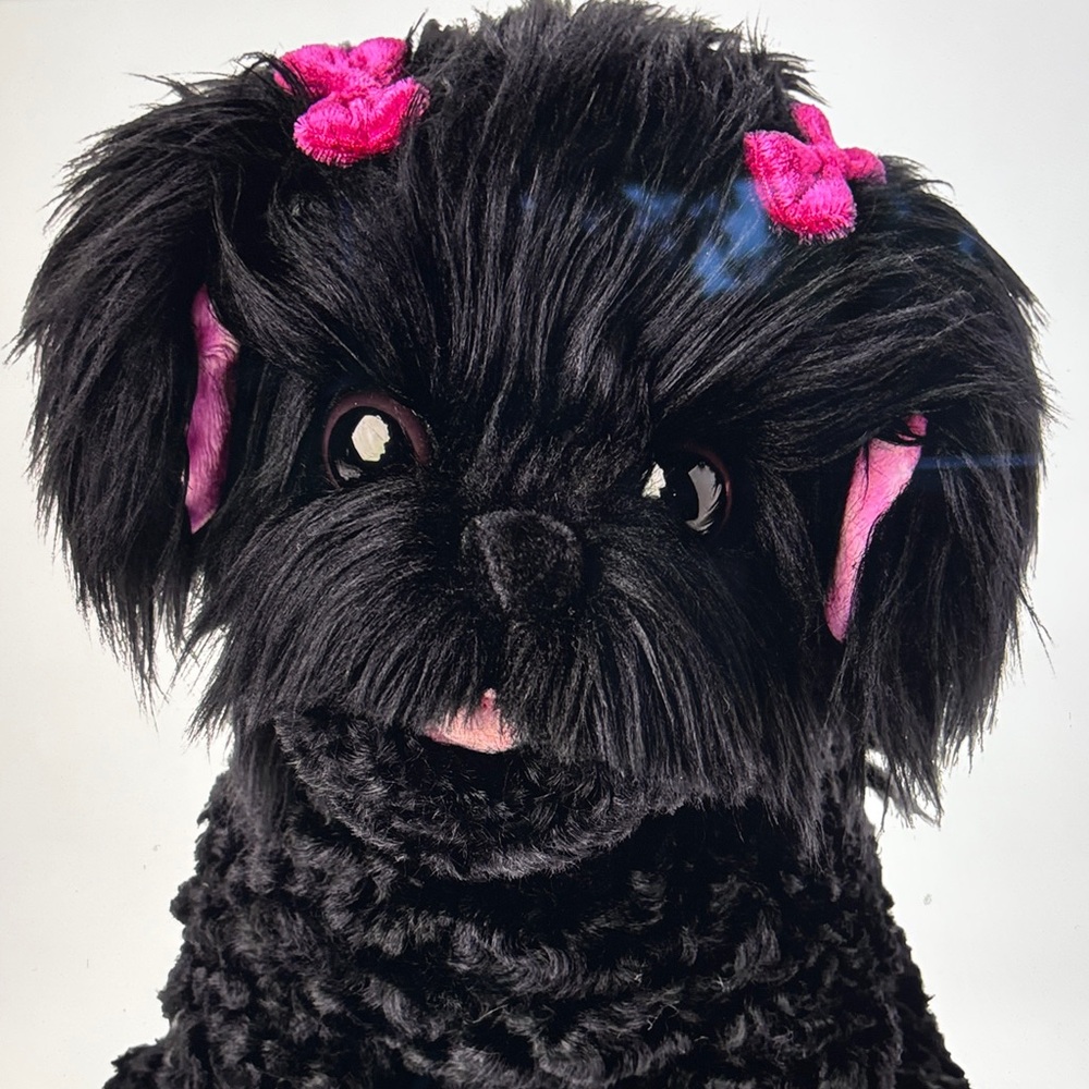 American Girl Adorable Shi-Poo Sweetie Plush Black Dog with Pink Bow Accents